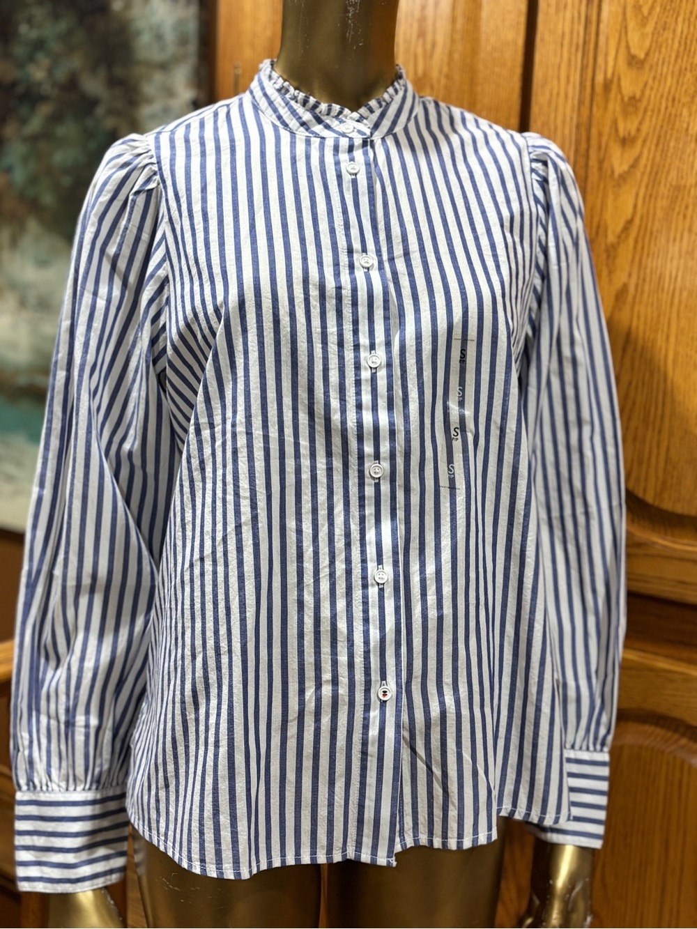 Tommy Hilfiger Blue & White Striped Button-Down Blouse